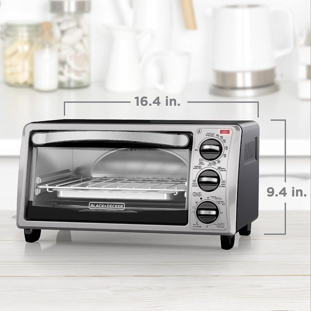 BLACK+DECKER 4-Slice Convection Oven, Stainless Steel, Curved Interior fits a 9 inch Pizza, TO1313SBD BLACK+DECKER 4-Slice Convection Oven, Stainless Steel, Curved Interior fits a 9 inch Pizza, TO1313SBD