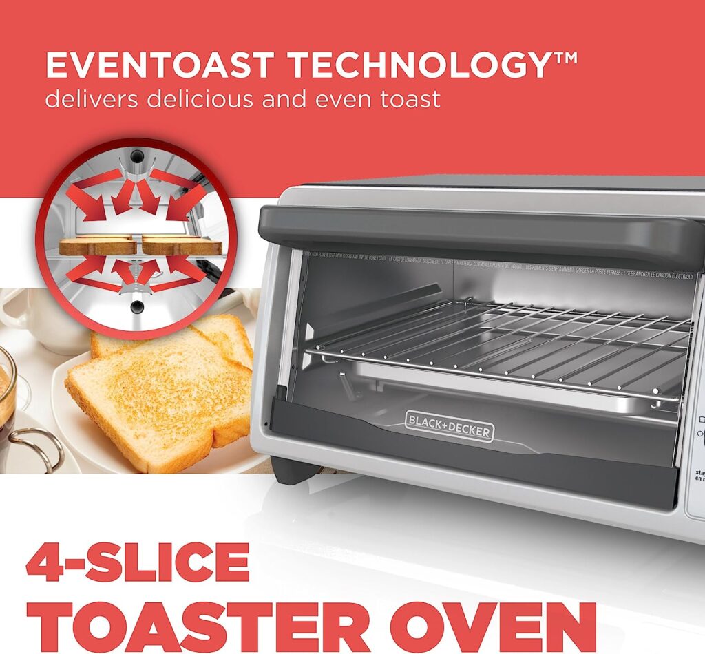 BLACK+DECKER 4-Slice Countertop Toaster Oven, Stainless steel Silver TO1322SBD BLACK+DECKER 4-Slice Countertop Toaster Oven, Stainless steel Silver TO1322SBD