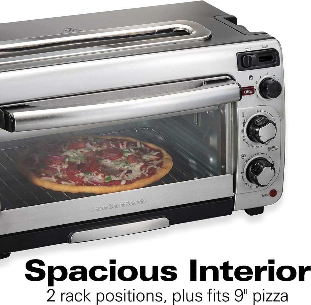 Hamilton Beach 2-in-1 Countertop Toaster Oven and Long Slot 2 Slice Toaster, 60 Minute Timer and Automatic Shut Off, Shade Selector, Stainless Steel (31156) Hamilton Beach 2-in-1 Countertop Toaster Oven and Long Slot 2 Slice Toaster, 60 Minute Timer and Automatic Shut Off, Shade Selector, Stainless Steel (31156)