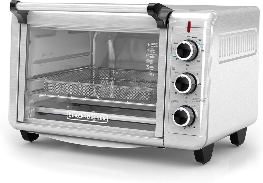 BLACK+DECKER Crisp N Bake Air Fry Toaster Oven, Stainless Steel, TO3215SS, 6 Slice