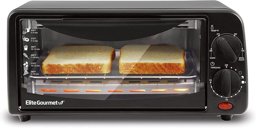 Elite Gourmet ETO236 Personal 2 Slice Countertop Toaster Oven with 15 Minute Timer Includes Pan and Wire Rack, Bake, Broil, Toast, Black Elite Gourmet ETO236 Personal 2 Slice Countertop Toaster Oven with 15 Minute Timer Includes Pan and Wire Rack, Bake, Broil, Toast, Black