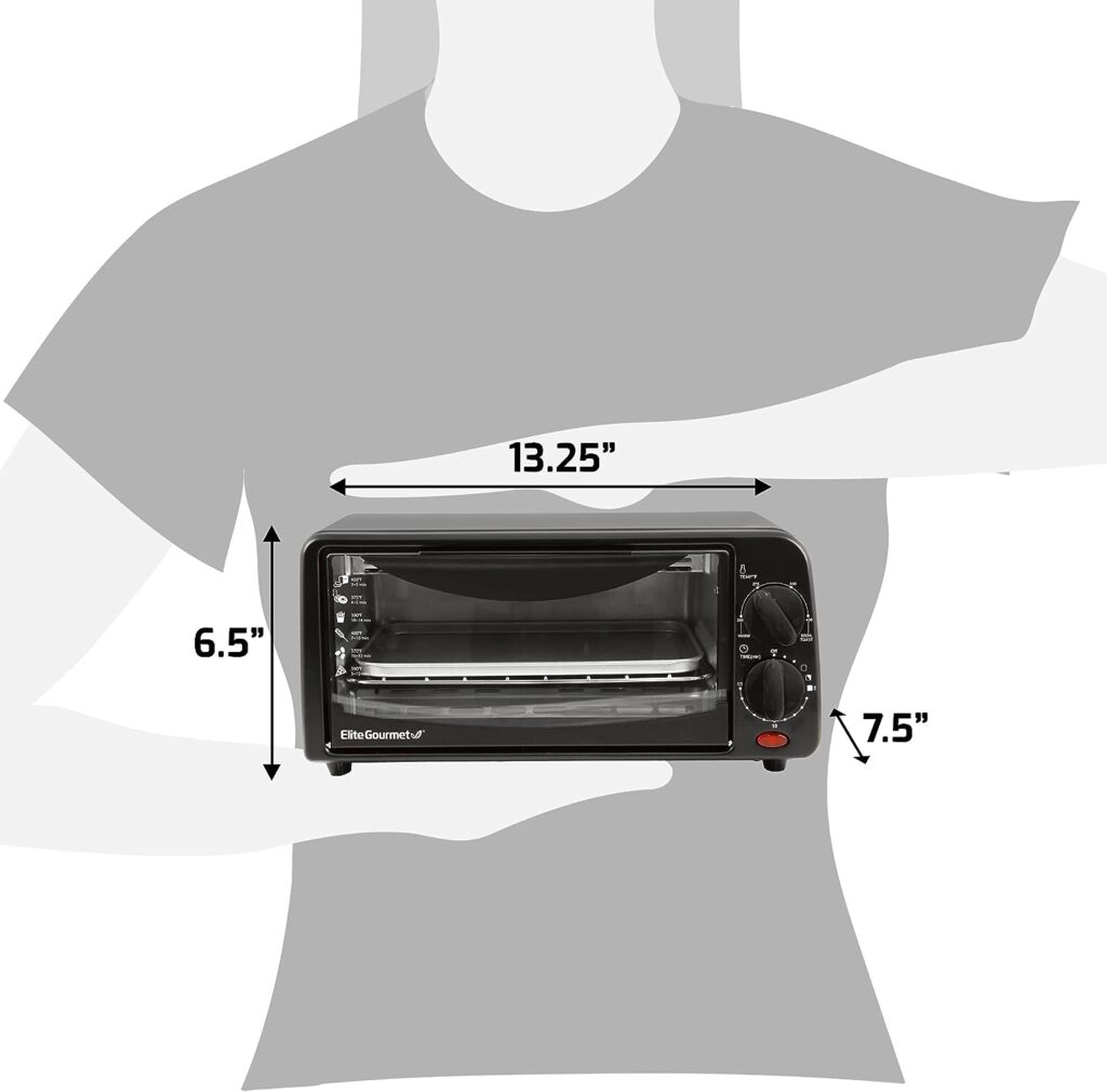 Elite Gourmet ETO236 Personal 2 Slice Countertop Toaster Oven with 15 Minute Timer Includes Pan and Wire Rack, Bake, Broil, Toast, Black Elite Gourmet ETO236 Personal 2 Slice Countertop Toaster Oven with 15 Minute Timer Includes Pan and Wire Rack, Bake, Broil, Toast, Black