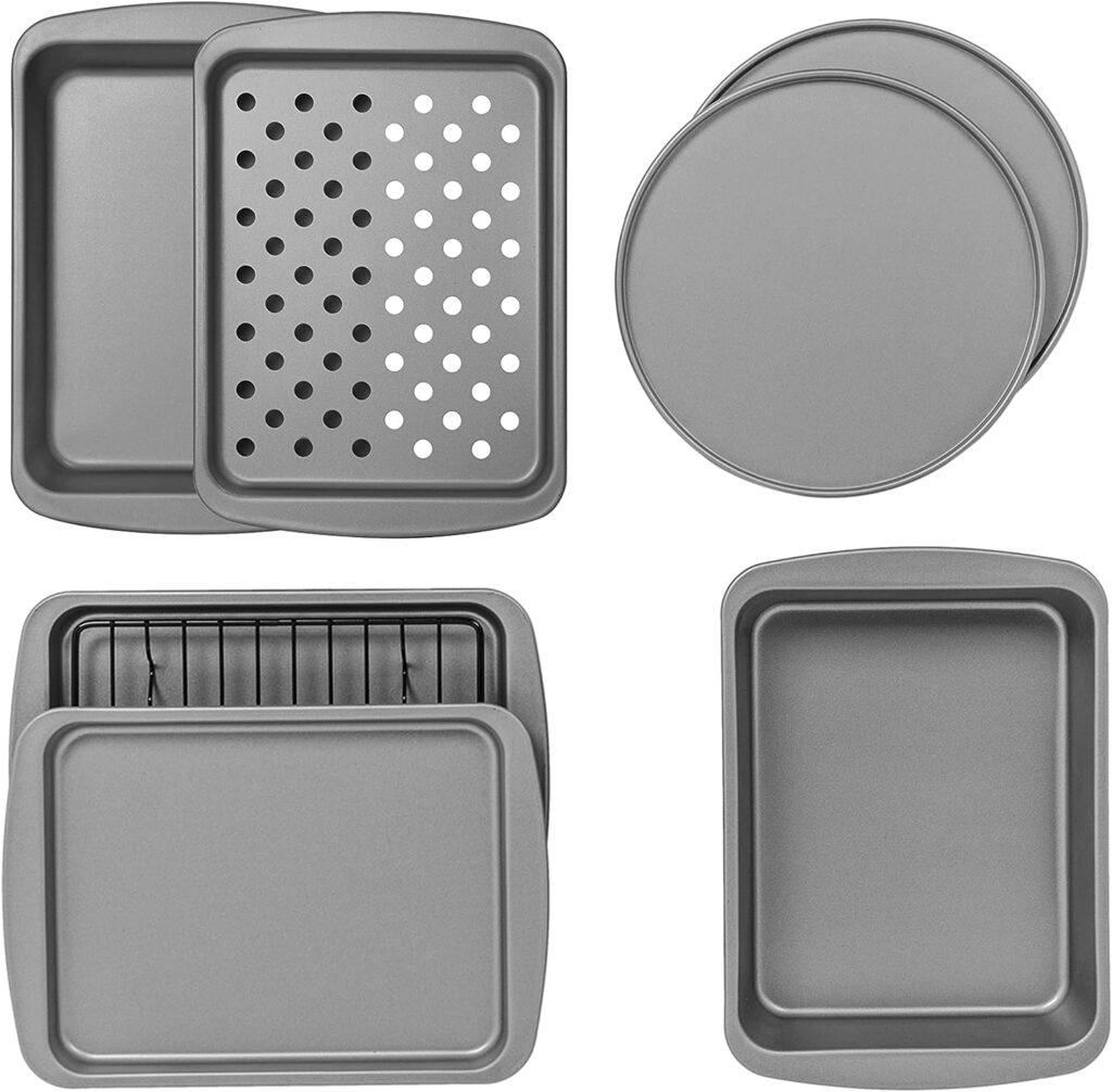 G S Metal Products Company Ovenstuff Toaster Oven 8-Piece Bakeware Set, Gray G S Metal Products Company Ovenstuff Toaster Oven 8-Piece Bakeware Set, Gray