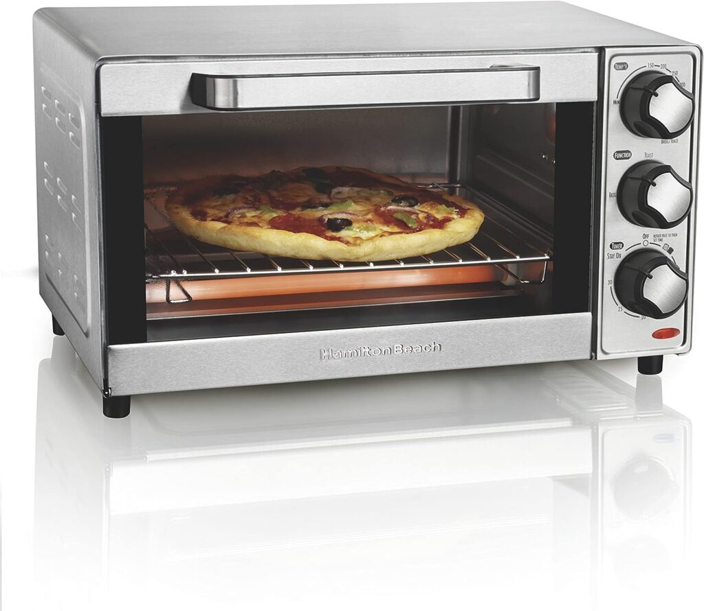 Hamilton Beach Countertop Toaster Oven Pizza Maker Large 4-Slice Capacity, Stainless Steel (31401)