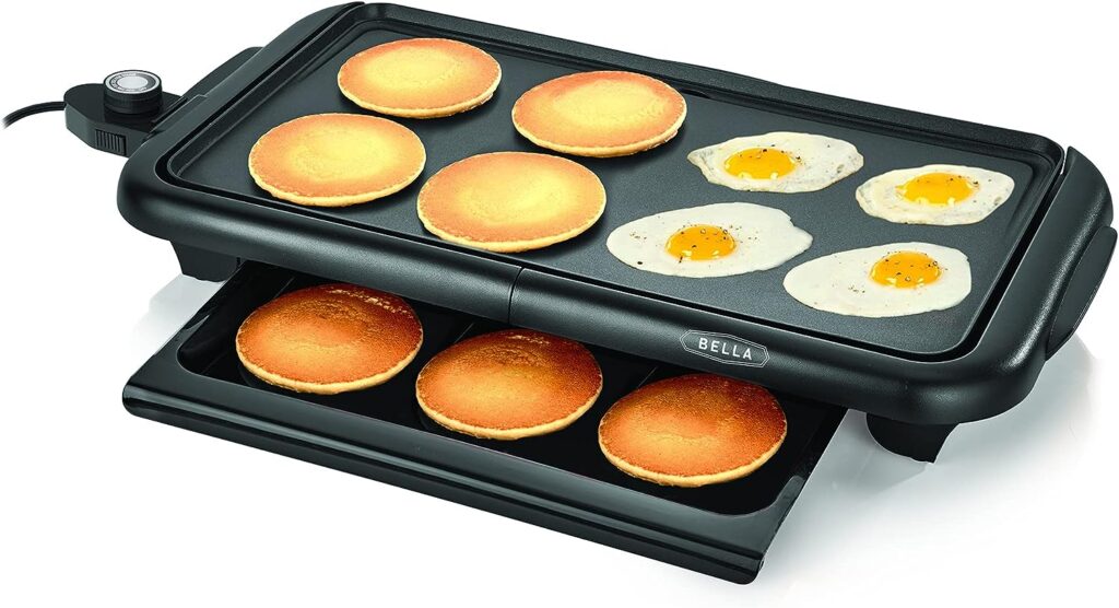 BELLA Electric Griddle with Warming Tray - Smokeless Indoor Grill, Nonstick Surface, Adjustable Temperature Cool-touch Handles, 10 x 18, Copper/Black BELLA Electric Griddle with Warming Tray - Smokeless Indoor Grill, Nonstick Surface, Adjustable Temperature Cool-touch Handles, 10 x 18, Copper/Black