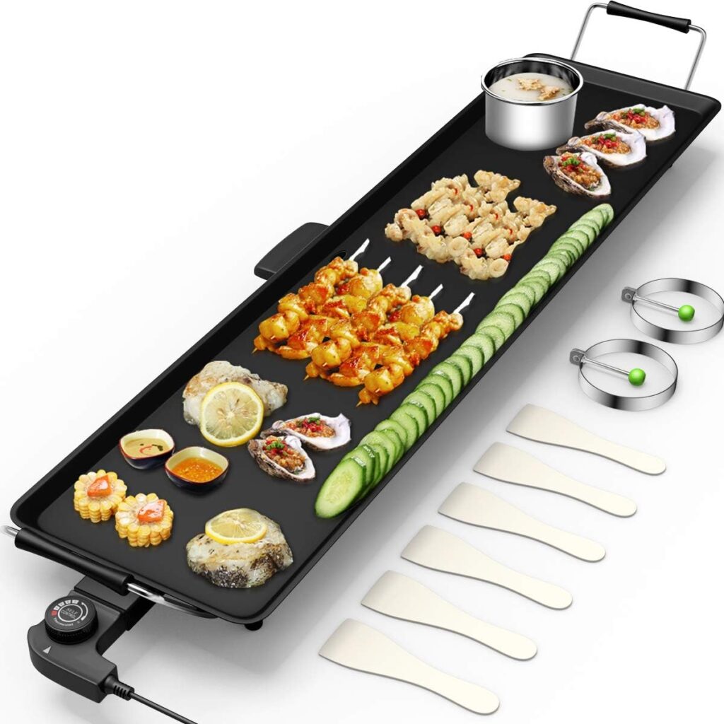 Costzon 35 Electric Griddle Teppanyaki Grill BBQ, Nonstick Extra Large Griddle Long Countertop Grill with Adjustable Temperature  Drip Tray, Indoor Outdoor Cooking Plates for Pancake Barbecue Costzon 35 Electric Griddle Teppanyaki Grill BBQ, Nonstick Extra Large Griddle Long Countertop Grill with Adjustable Temperature  Drip Tray, Indoor Outdoor Cooking Plates for Pancake Barbecue