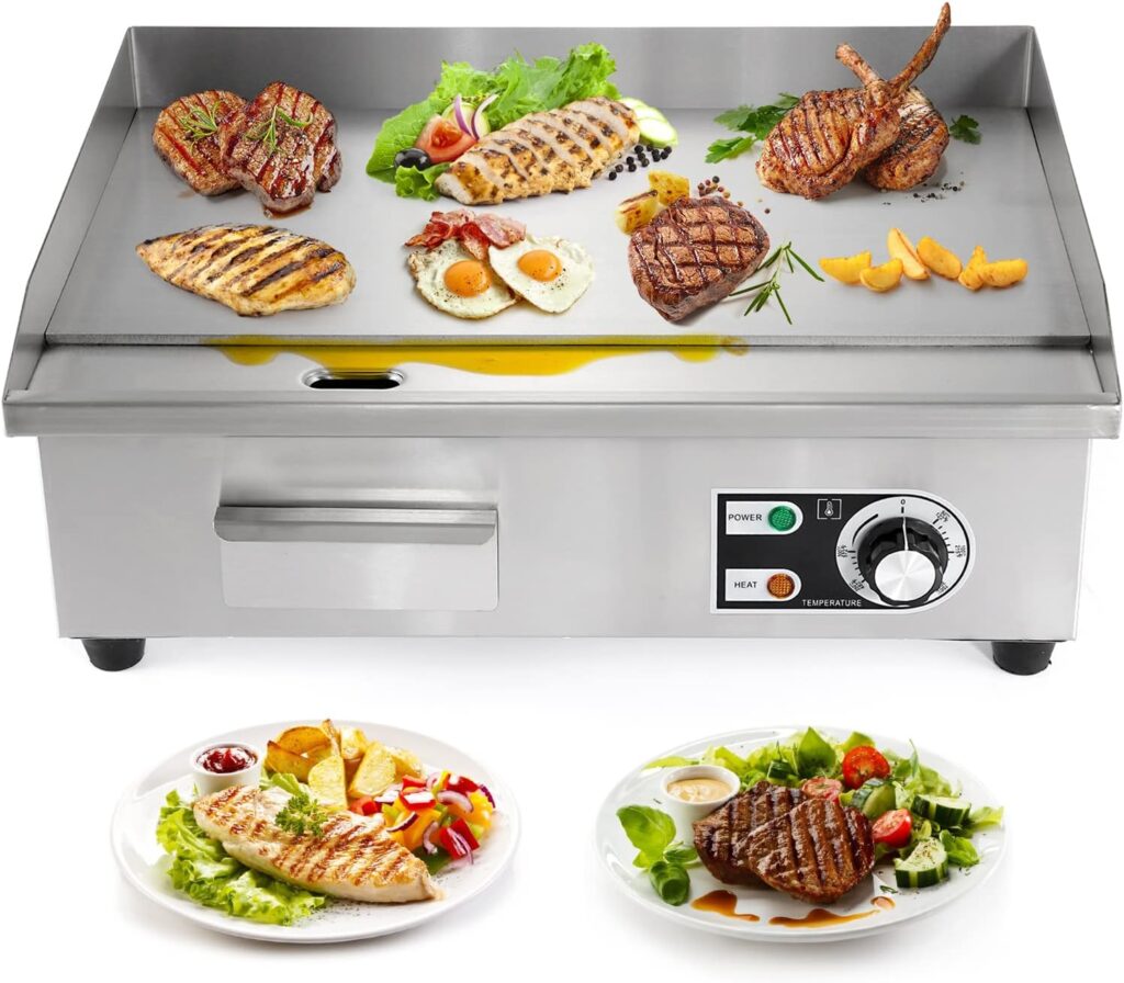 Dyna-Living Commercial Electric Griddle 22 Flat Top Grill Countertop Griddle 3000W 110V Stainless Steel Teppanyaki Grill Large Griddles for Restaurant Kitchen Dyna-Living Commercial Electric Griddle 22 Flat Top Grill Countertop Griddle 3000W 110V Stainless Steel Teppanyaki Grill Large Griddles for Restaurant Kitchen