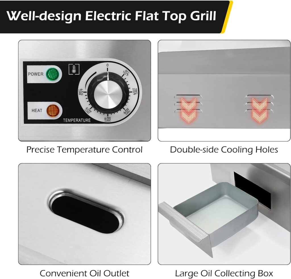 Dyna-Living Commercial Electric Griddle 22 Flat Top Grill Countertop Griddle 3000W 110V Stainless Steel Teppanyaki Grill Large Griddles for Restaurant Kitchen Dyna-Living Commercial Electric Griddle 22 Flat Top Grill Countertop Griddle 3000W 110V Stainless Steel Teppanyaki Grill Large Griddles for Restaurant Kitchen