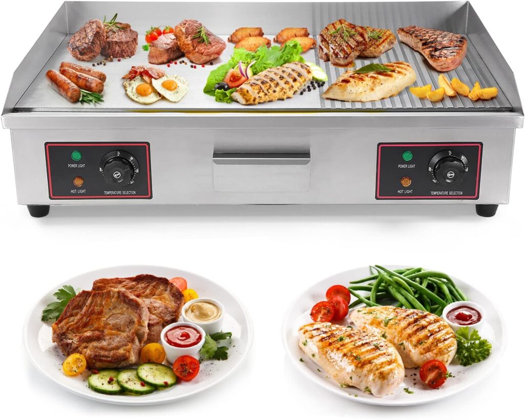 Dyna-Living Commercial Electric Griddle 22 Flat Top Grill Countertop Griddle 3000W 110V Stainless Steel Teppanyaki Grill Large Griddles for Restaurant Kitchen Dyna-Living Commercial Electric Griddle 22 Flat Top Grill Countertop Griddle 3000W 110V Stainless Steel Teppanyaki Grill Large Griddles for Restaurant Kitchen