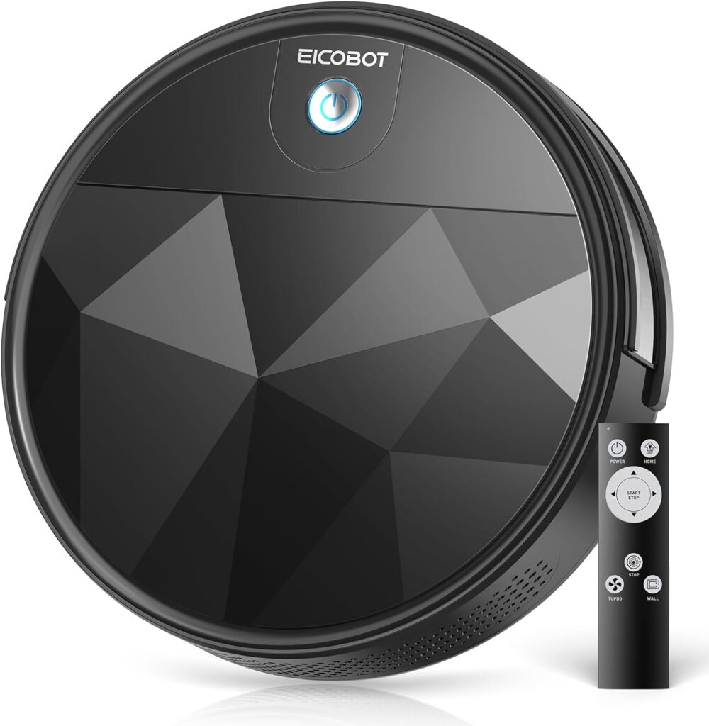 EICOBOT Robot Vacuum Cleaner, Tangle-Free 2200Pa Suction, Quite, Ultra-Slim, 550ml Large Dustbin, Self-Charging Robot Vacuum Cleaner, Good for Pet Hair, Hard Floor and Low Pile Carpet, Brown Black EICOBOT Robot Vacuum Cleaner, Tangle-Free 2200Pa Suction, Quite, Ultra-Slim, 550ml Large Dustbin, Self-Charging Robot Vacuum Cleaner, Good for Pet Hair, Hard Floor and Low Pile Carpet, Brown Black