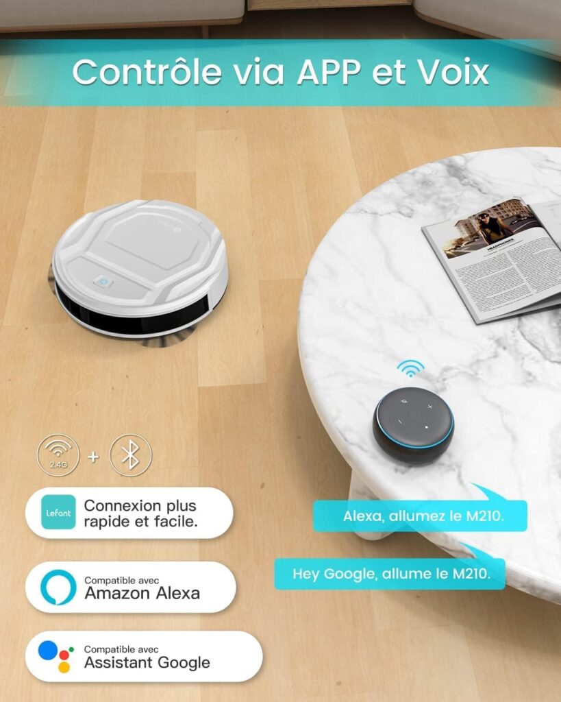 Lefant Robot Vacuum Cleaner, Tangle-Free, Strong Suction, Slim, Low Noise, Automatic Self-Charging, Wi-Fi/App/Alexa Control, Ideal for Pet Hair Hard Floor and Daily Cleaning, M210 Lefant Robot Vacuum Cleaner, Tangle-Free, Strong Suction, Slim, Low Noise, Automatic Self-Charging, Wi-Fi/App/Alexa Control, Ideal for Pet Hair Hard Floor and Daily Cleaning, M210