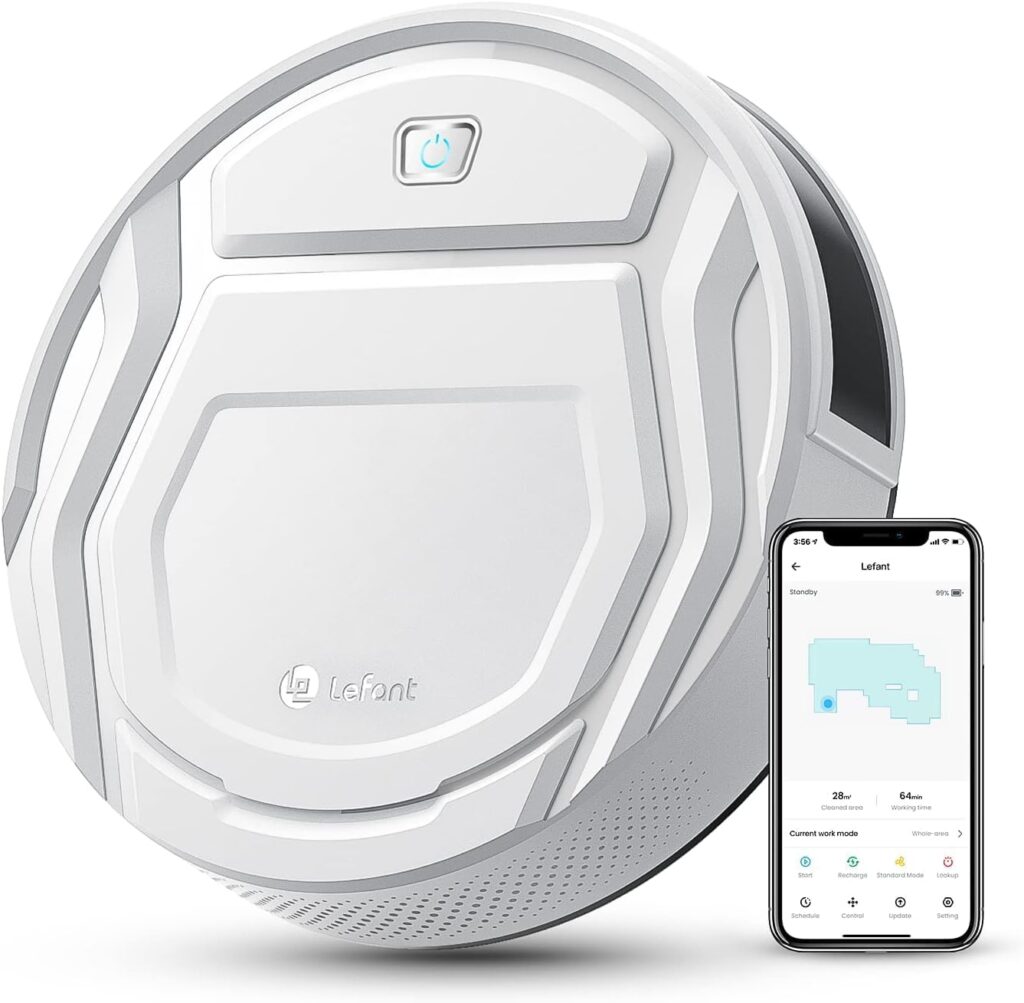Lefant Robot Vacuum Cleaner, Tangle-Free, Strong Suction, Slim, Low Noise, Automatic Self-Charging, Wi-Fi/App/Alexa Control, Ideal for Pet Hair Hard Floor and Daily Cleaning, M210 Lefant Robot Vacuum Cleaner, Tangle-Free, Strong Suction, Slim, Low Noise, Automatic Self-Charging, Wi-Fi/App/Alexa Control, Ideal for Pet Hair Hard Floor and Daily Cleaning, M210