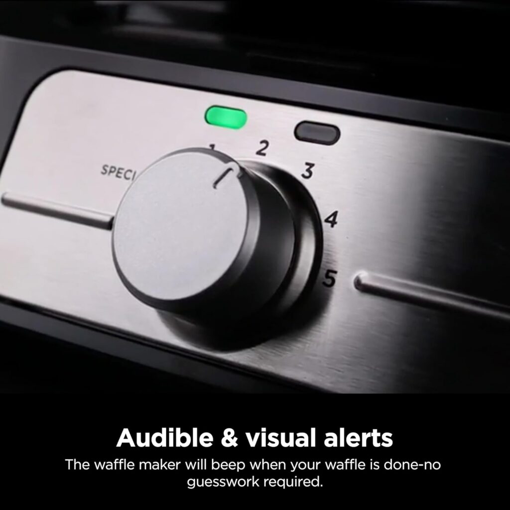 Ninja BW1001 NeverStick PRO Belgian Waffle Maker, Vertical Design, 5 Shade Settings, with Precision-Pour Cup  Chef-curated Recipe Guide, Black  Silver Ninja BW1001 NeverStick PRO Belgian Waffle Maker, Vertical Design, 5 Shade Settings, with Precision-Pour Cup  Chef-curated Recipe Guide, Black  Silver