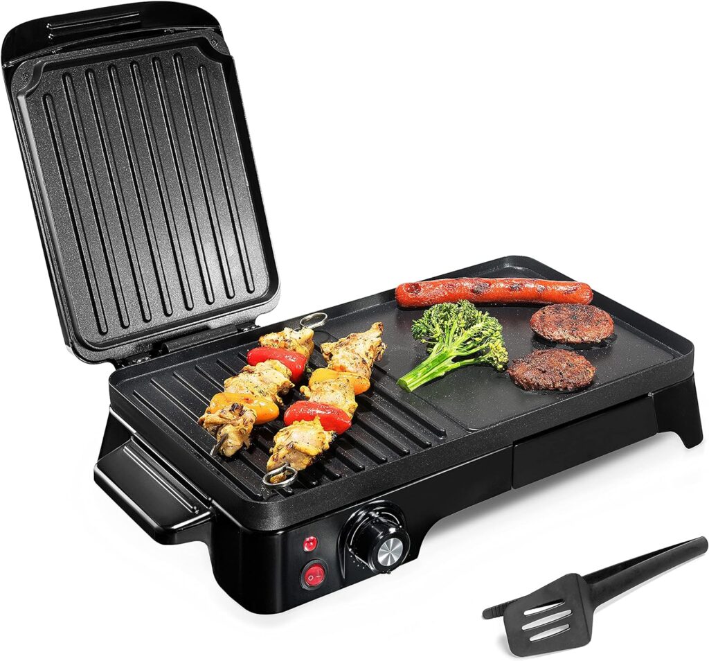 Nutrichef 2-in-1 Panini Press Grill  Griddle | Nonstick Coating, Temperature Control | Multiuse Countertop Sandwich Maker | Removable Drip Tray | 1500W | Compact Electric Griddle | 20.3 x 12.5 x 5.3 Nutrichef 2-in-1 Panini Press Grill  Griddle | Nonstick Coating, Temperature Control | Multiuse Countertop Sandwich Maker | Removable Drip Tray | 1500W | Compact Electric Griddle | 20.3 x 12.5 x 5.3