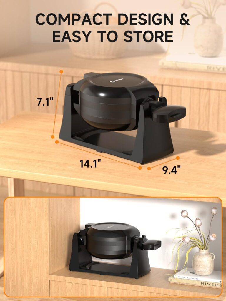 Waffle Maker, 1400W Double Belgian Waffle Iron 180° Flip, 8 Slices, Rotating  Nonstick Plates, Removable Drip Tray for Easy Cleaning, Cool Touch Handles, Space Saving Storage, Black Waffle Maker, 1400W Double Belgian Waffle Iron 180° Flip, 8 Slices, Rotating  Nonstick Plates, Removable Drip Tray for Easy Cleaning, Cool Touch Handles, Space Saving Storage, Black