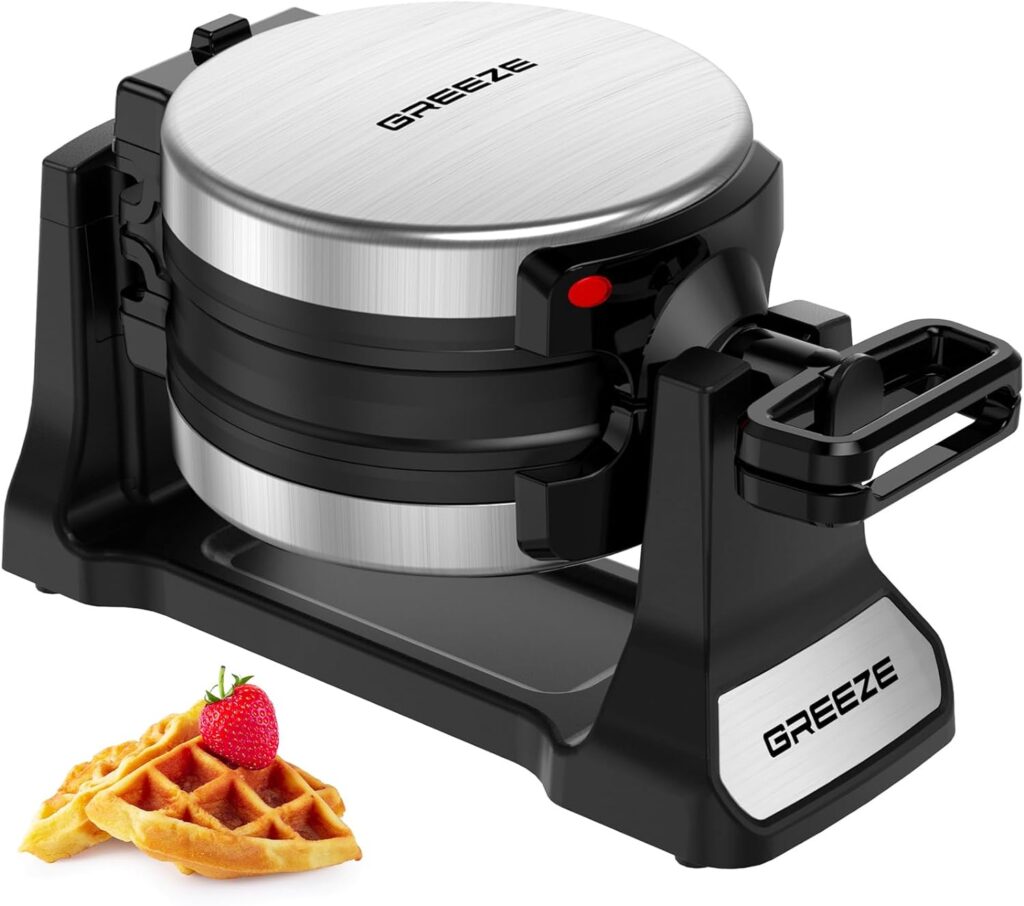 Waffle Maker - 1400W Stainless Steel Double (8 Slices) Belgian Waffle Maker 180°Flip, Nonstick Plates Waffle Iron with Locking Buckle  Cool Touch Handles, Easy To Clean Waffle Maker - 1400W Stainless Steel Double (8 Slices) Belgian Waffle Maker 180°Flip, Nonstick Plates Waffle Iron with Locking Buckle  Cool Touch Handles, Easy To Clean