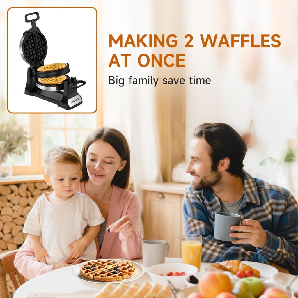 Waffle Maker - 1400W Stainless Steel Double (8 Slices) Belgian Waffle Maker 180°Flip, Nonstick Plates Waffle Iron with Locking Buckle  Cool Touch Handles, Easy To Clean Waffle Maker - 1400W Stainless Steel Double (8 Slices) Belgian Waffle Maker 180°Flip, Nonstick Plates Waffle Iron with Locking Buckle  Cool Touch Handles, Easy To Clean