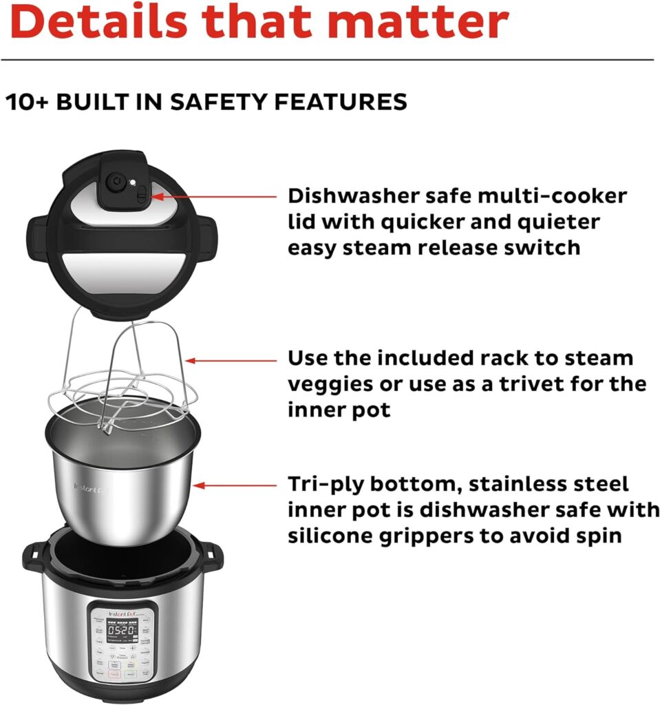 Instant Pot Duo Plus 9-in-1 Electric Pressure Cooker, Slow Cooker, Rice Cooker, Steamer, Sauté, Yogurt Maker, Warmer Sterilizer, Includes App With Over 800 Recipes, Stainless Steel, 6 Quart