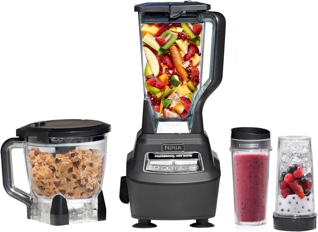 Ninja BL770 Mega Kitchen System, 1500W, 4 Functions for Smoothies, Processing, Dough, Drinks  More, with 72-oz.* Blender Pitcher, 64-oz. Processor Bowl, (2) 16-oz. To-Go Cups  (2) Lids, Black Ninja BL770 Mega Kitchen System, 1500W, 4 Functions for Smoothies, Processing, Dough, Drinks  More, with 72-oz.* Blender Pitcher, 64-oz. Processor Bowl, (2) 16-oz. To-Go Cups  (2) Lids, Black