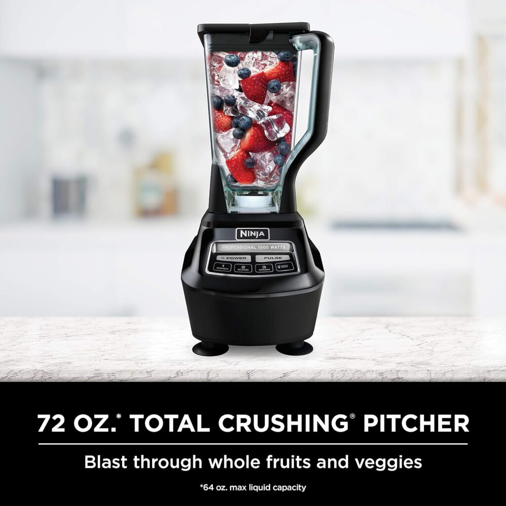 Ninja BL770 Mega Kitchen System, 1500W, 4 Functions for Smoothies, Processing, Dough, Drinks  More, with 72-oz.* Blender Pitcher, 64-oz. Processor Bowl, (2) 16-oz. To-Go Cups  (2) Lids, Black Ninja BL770 Mega Kitchen System, 1500W, 4 Functions for Smoothies, Processing, Dough, Drinks  More, with 72-oz.* Blender Pitcher, 64-oz. Processor Bowl, (2) 16-oz. To-Go Cups  (2) Lids, Black