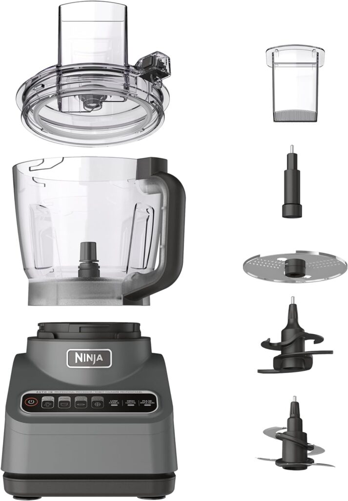 Ninja BN601 Professional Plus Food Processor, 1000 Peak Watts, 4 Functions for Chopping, Slicing, Purees  Dough with 9-Cup Processor Bowl, 3 Blades, Food Chute  Pusher, Silver Ninja BN601 Professional Plus Food Processor, 1000 Peak Watts, 4 Functions for Chopping, Slicing, Purees  Dough with 9-Cup Processor Bowl, 3 Blades, Food Chute  Pusher, Silver