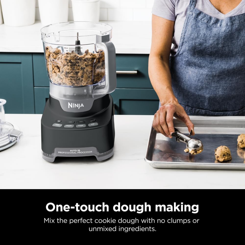 Ninja NF705BRN Professional XL Food Processor, Storage Box, 1200 Peak-Watts, 4-in-1, Chopping, Slicing/Shredding, Purees, Dough, 12-Cup Processor Bowl, 2 Blades  2 Discs, Feed Chute/Pusher, Black