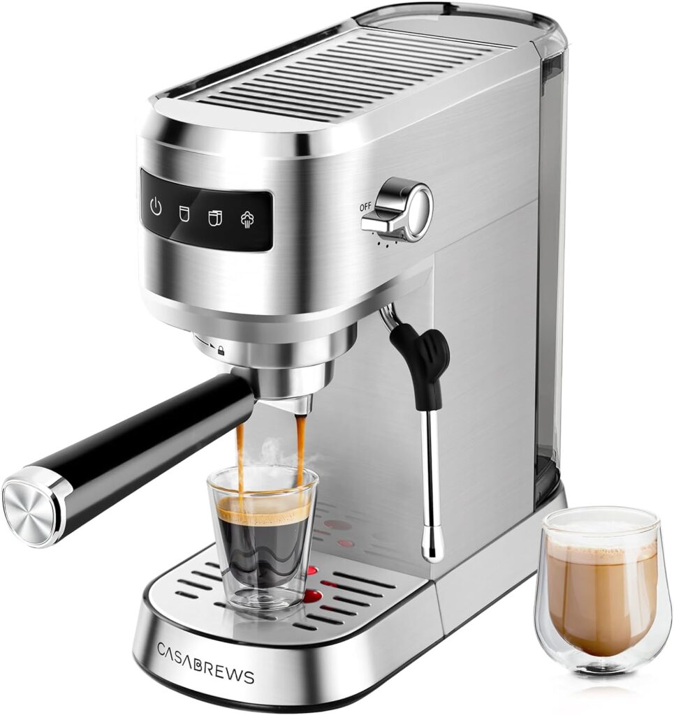 CASABREWS Espresso Machine 20 Bar, Professional Espresso Coffee Maker with Steam Milk Frother, Compact Cappuccino and Latte Machine with Touch Screen Display, Stainless Steel, Gift for Wife or Husband CASABREWS Espresso Machine 20 Bar, Professional Espresso Coffee Maker with Steam Milk Frother, Compact Cappuccino and Latte Machine with Touch Screen Display, Stainless Steel, Gift for Wife or Husband