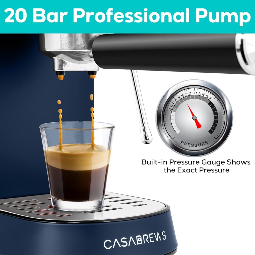 CASABREWS Espresso Machine 20 Bar, Professional Espresso Coffee Maker with Steam Milk Frother, Compact Cappuccino and Latte Machine with Touch Screen Display, Stainless Steel, Gift for Wife or Husband CASABREWS Espresso Machine 20 Bar, Professional Espresso Coffee Maker with Steam Milk Frother, Compact Cappuccino and Latte Machine with Touch Screen Display, Stainless Steel, Gift for Wife or Husband