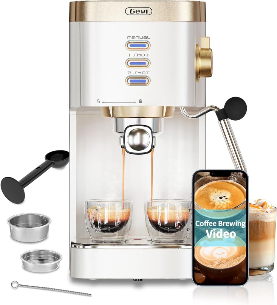Gevi Espresso Machine 20 Bar, Professional Espresso Maker with Milk Frother Steam Wand, Compact Semi-Automatic Espresso Machines for Cappuccino, Latte Gevi Espresso Machine 20 Bar, Professional Espresso Maker with Milk Frother Steam Wand, Compact Semi-Automatic Espresso Machines for Cappuccino, Latte
