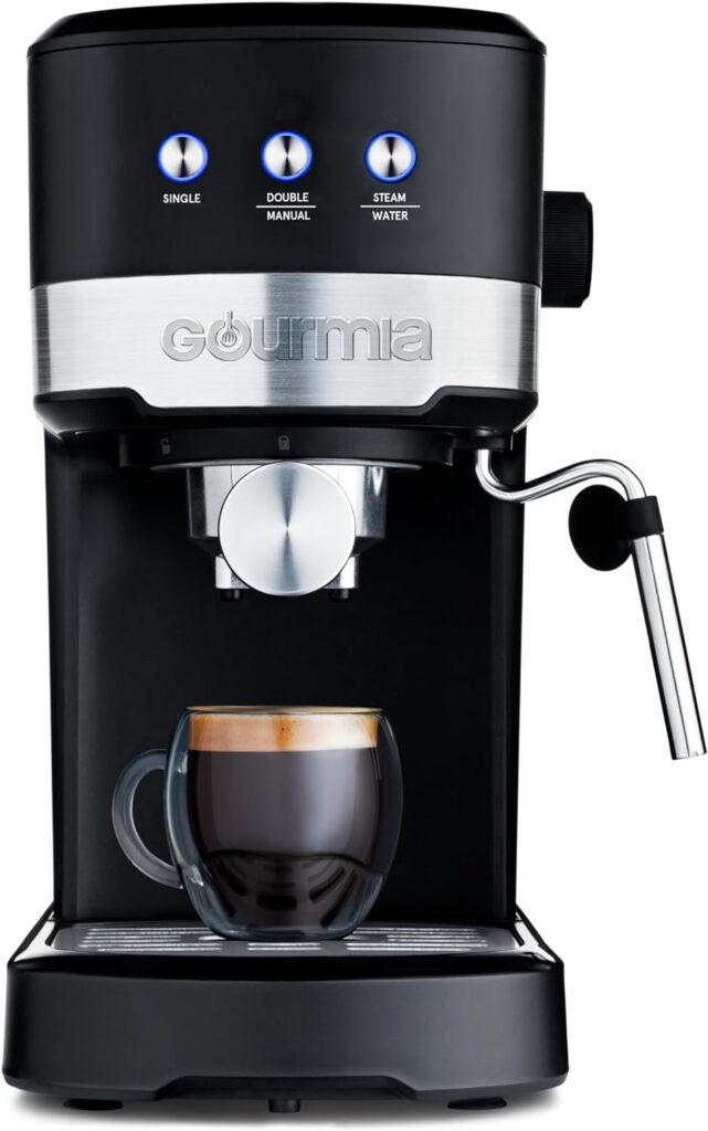 Gourmia 15-Bar Espresso Maker with Powerful Frothing Wand with 1.2L Removable Water Reservoir Gourmia 15-Bar Espresso Maker with Powerful Frothing Wand with 1.2L Removable Water Reservoir