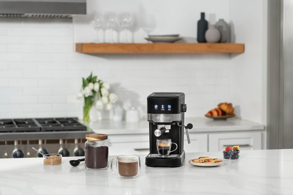Gourmia 15-Bar Espresso Maker with Powerful Frothing Wand with 1.2L Removable Water Reservoir Gourmia 15-Bar Espresso Maker with Powerful Frothing Wand with 1.2L Removable Water Reservoir