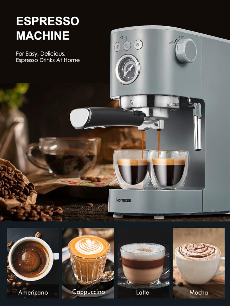 Ihomekee Espresso Machine Coffee Makers, 15 Bar Cappuccino Machines with Milk Frother for Espresso/Cappuccino/Latte/Mocha for Home Brewing - CM6927 Ihomekee Espresso Machine Coffee Makers, 15 Bar Cappuccino Machines with Milk Frother for Espresso/Cappuccino/Latte/Mocha for Home Brewing - CM6927