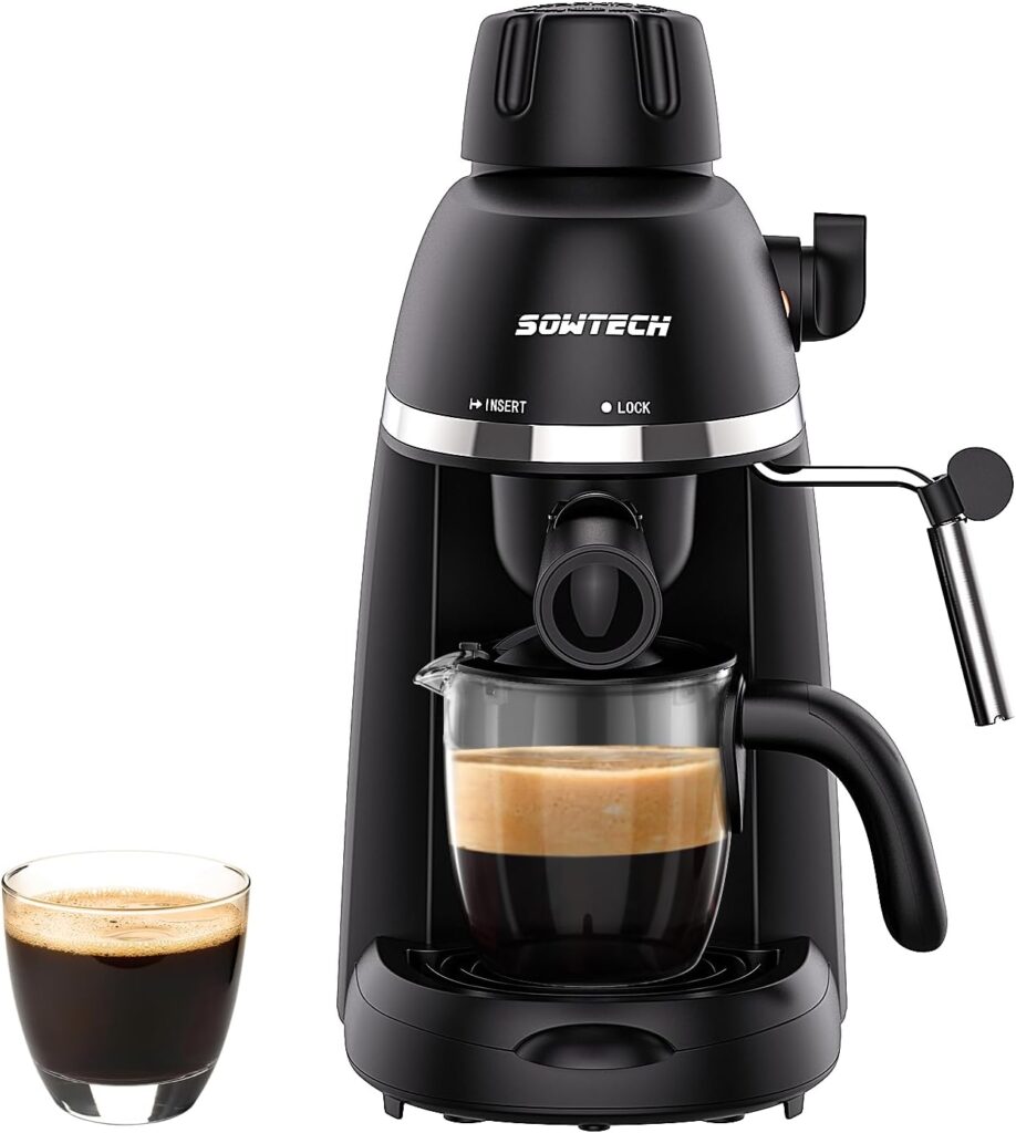 SOWTECH Espresso Coffee Machine Cappuccino Latte Maker 3.5 Bar 1-4 Cup with Steam Milk Frother White SOWTECH Espresso Coffee Machine Cappuccino Latte Maker 3.5 Bar 1-4 Cup with Steam Milk Frother White