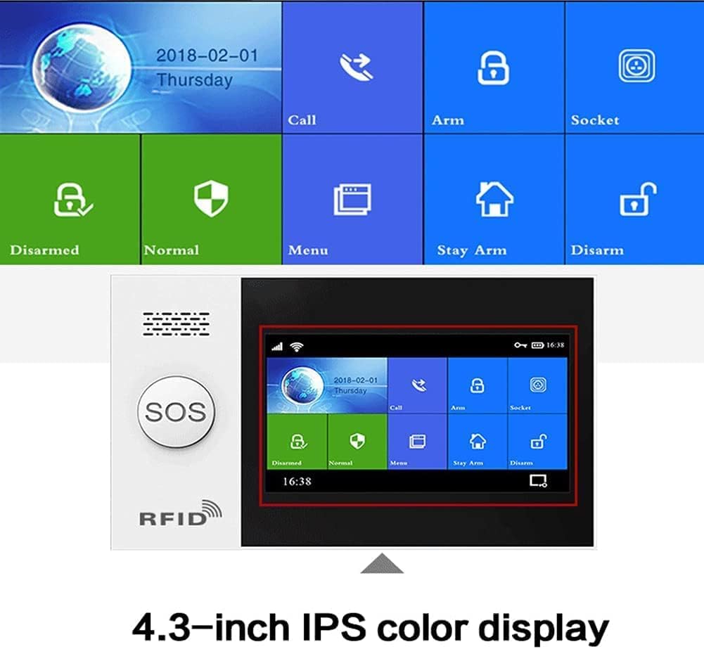 Touch Screen Alarm System for Whole House Security, WiFi Wireless Home Alarm 20 Piece Kit with Siren, PIR Motion Sensor, Remote Controls, Window/Door Sensor,Support SMS Push Touch Screen Alarm System for Whole House Security, WiFi Wireless Home Alarm 20 Piece Kit with Siren, PIR Motion Sensor, Remote Controls, Window/Door Sensor,Support SMS Push