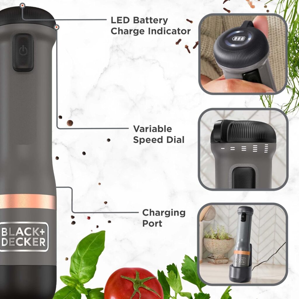 BLACK+DECKER Kitchen Wand Cordless Immersion Blender, 4 in 1 Multi Tool Set, Hand Blender with Charging Dock, Grey (BCKM1014K01) BLACK+DECKER Kitchen Wand Cordless Immersion Blender, 4 in 1 Multi Tool Set, Hand Blender with Charging Dock, Grey (BCKM1014K01)