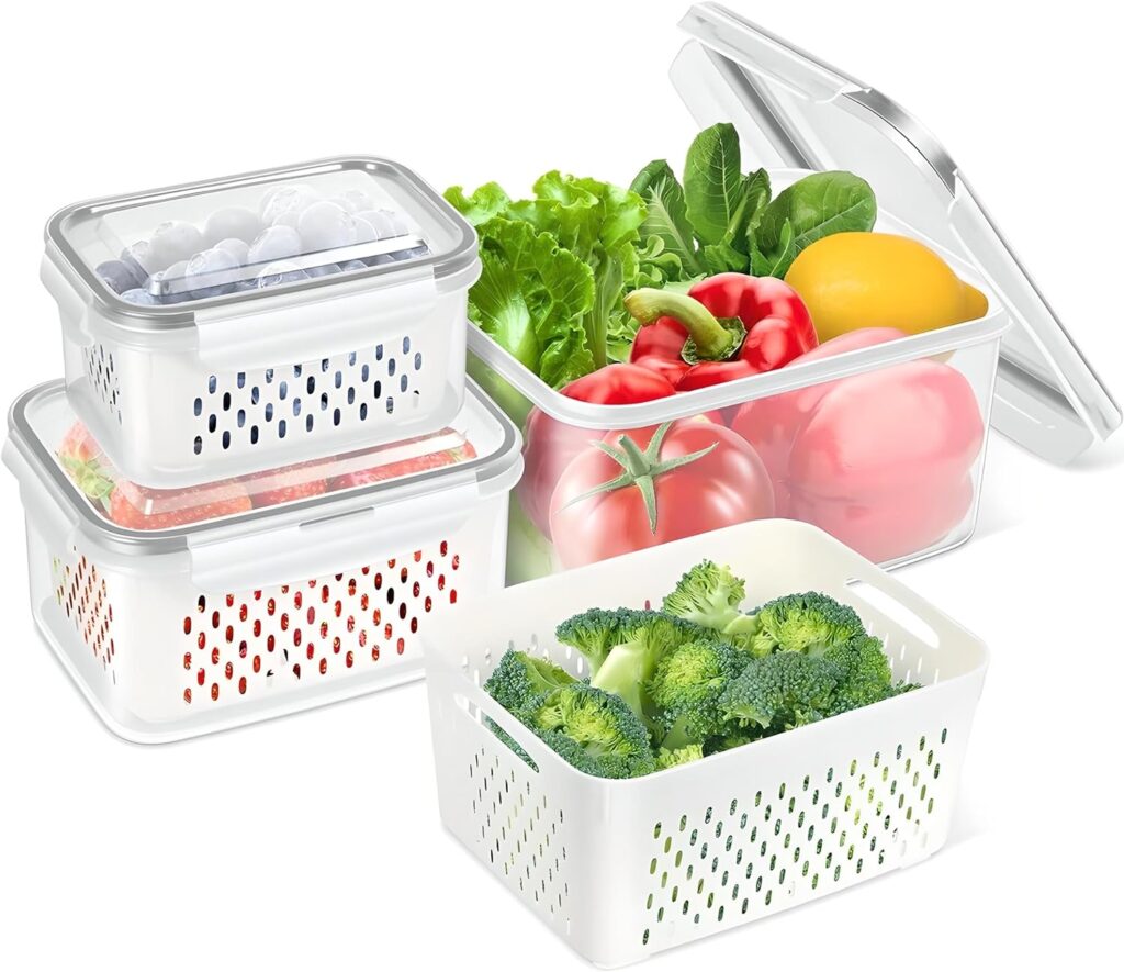 3 Pack Fruit Storage Containers for Fridge with Removable Colander, Airtight Food Storage Containers with Lids, Fresh Produce Fridge Organizer Bins, Fruit Vegetable Kitchen Organizers and Storage 3 Pack Fruit Storage Containers for Fridge with Removable Colander, Airtight Food Storage Containers with Lids, Fresh Produce Fridge Organizer Bins, Fruit Vegetable Kitchen Organizers and Storage