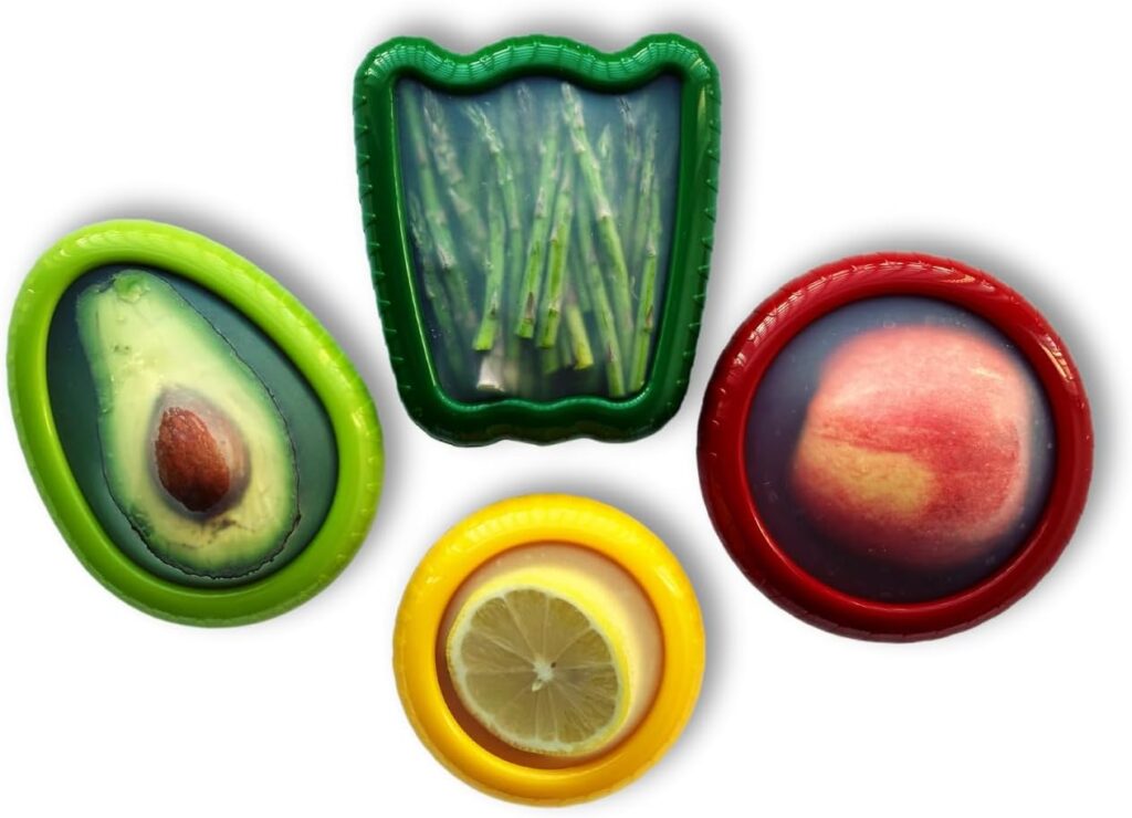 Avocado saver and onion storage - Set of 4 reusable food storage containers for fridge, keeps avocados fresh - ideal kitchen organizers and storage for fruits and vegetables Avocado saver and onion storage - Set of 4 reusable food storage containers for fridge, keeps avocados fresh - ideal kitchen organizers and storage for fruits and vegetables