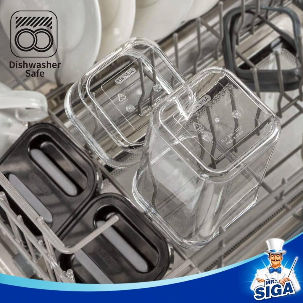 MR.SIGA 4 Pack Airtight Food Storage Container Set, BPA Free Kitchen Pantry Organization Canisters with One-handed Leak Proof Lids, 1L / 33.8oz, Medium, White MR.SIGA 4 Pack Airtight Food Storage Container Set, BPA Free Kitchen Pantry Organization Canisters with One-handed Leak Proof Lids, 1L / 33.8oz, Medium, White