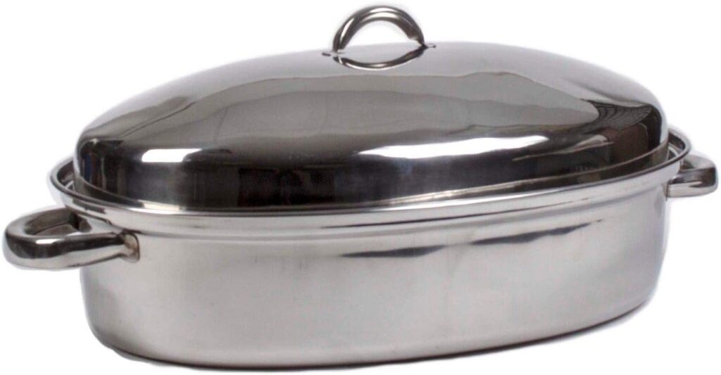 Lexi Home 16 x 12 Stainless Steel Roasting Pan with Steel Rack, Roaster Pot with Lid  Baking Rack, Deep Lasagna Pan, Pans for Cooking, Baking Pans, Cooking Pan, Dishwasher Safe Cookware