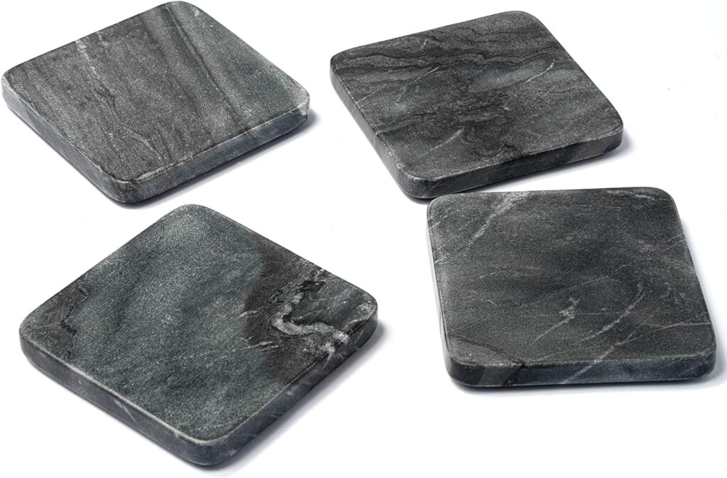 Lexi Home Marble Collection 4 Pc. Round Coasters - Gray