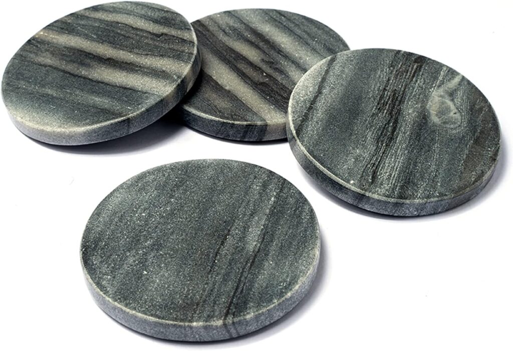 Lexi Home Marble Collection 4 Pc. Round Coasters - Gray