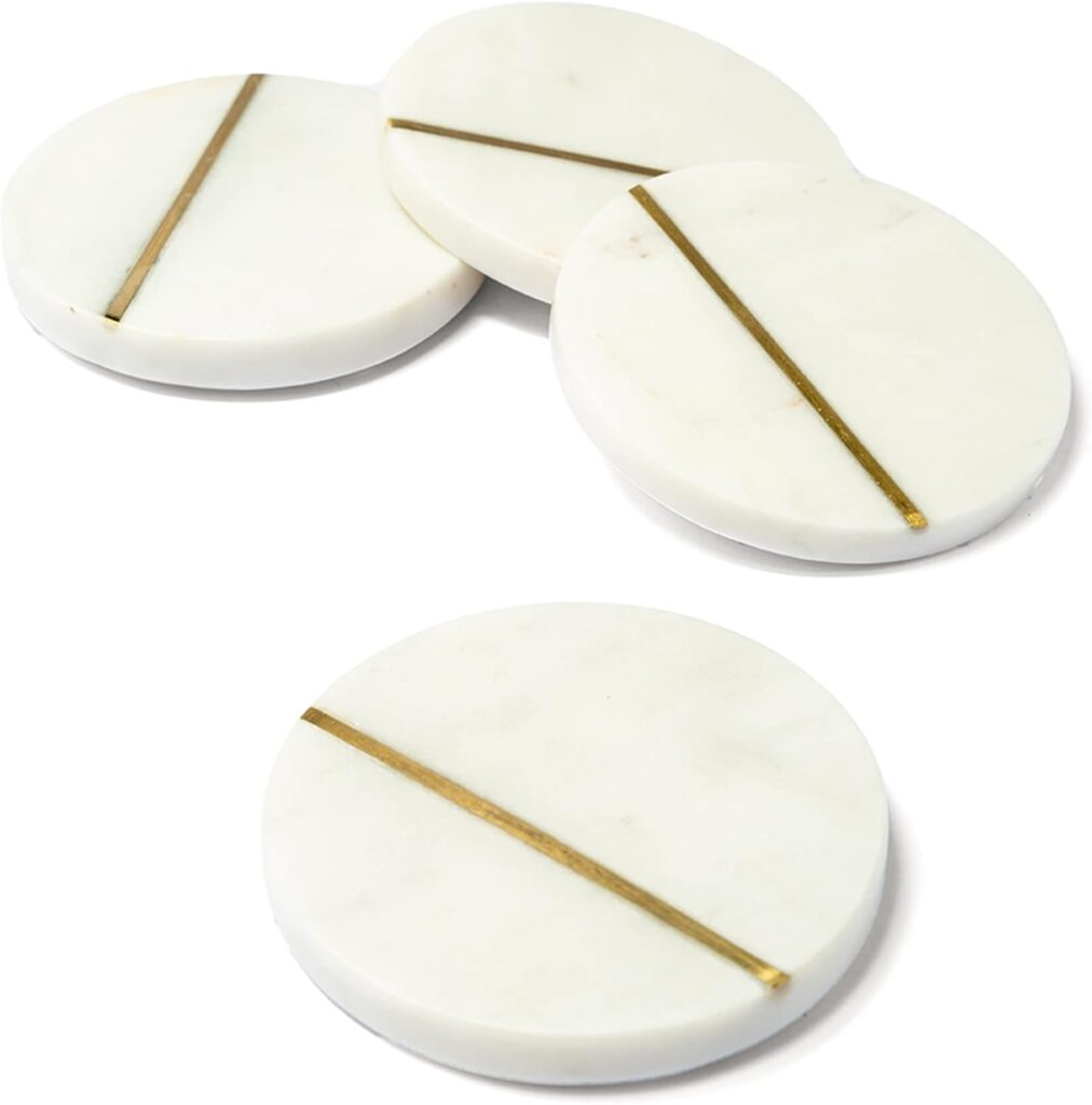 Lexi Home Marble Collection 4 Pc. Round Coasters - Gray