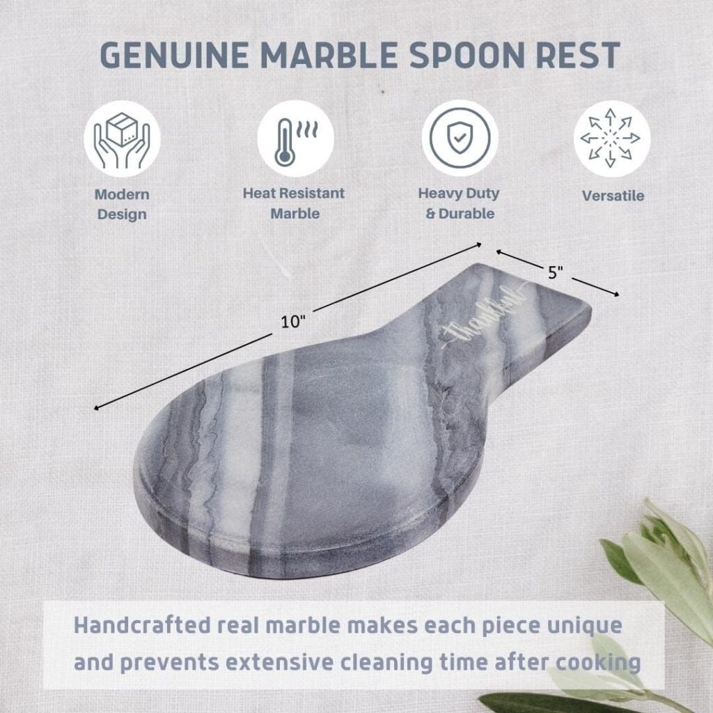 Lexi Home Marble Thankful Engraved 10 Spoon Rest