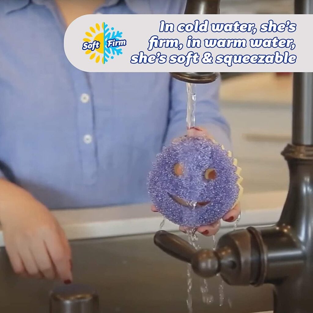 Scrub Daddy Scrub Mommy - Dish Scrubber + Non-Scratch Cleaning Sponges Kitchen, Bathroom + Multi-Surface Safe - Dual-Sided Dish Sponges for Scrubbing + Wiping Spills (3 Count) - Online Exclusive