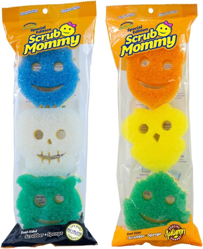Scrub Daddy Scrub Mommy - Dish Scrubber + Non-Scratch Cleaning Sponges Kitchen, Bathroom + Multi-Surface Safe - Dual-Sided Dish Sponges for Scrubbing + Wiping Spills (3 Count) - Online Exclusive